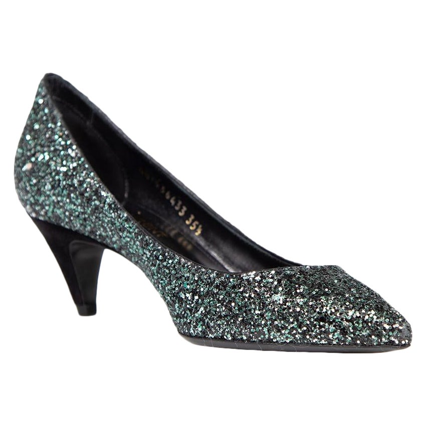 Saint Laurent escarpins verts pailletés taille IT 35,5