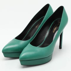 Saint Laurent Green Leather Anja Pumps Size 38.5