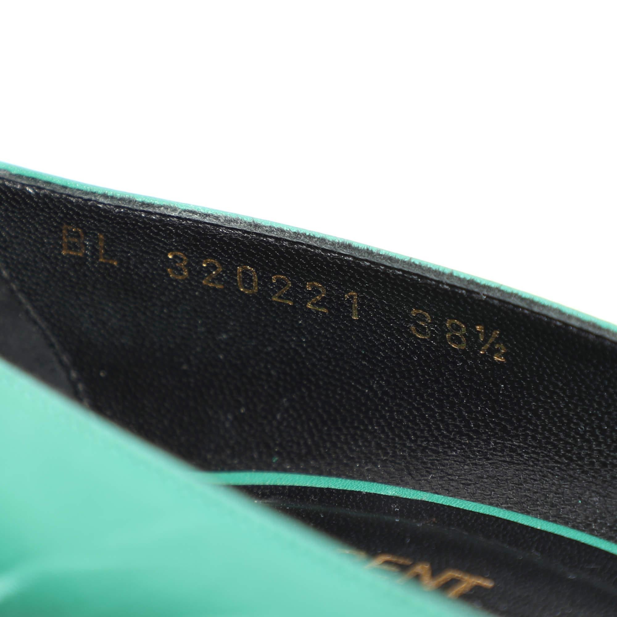 Saint Laurent escarpins Anja en cuir vert taille 38,5 en vente 3