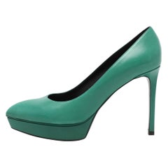 Saint Laurent Green Leather Anja Pumps Size 38.5
