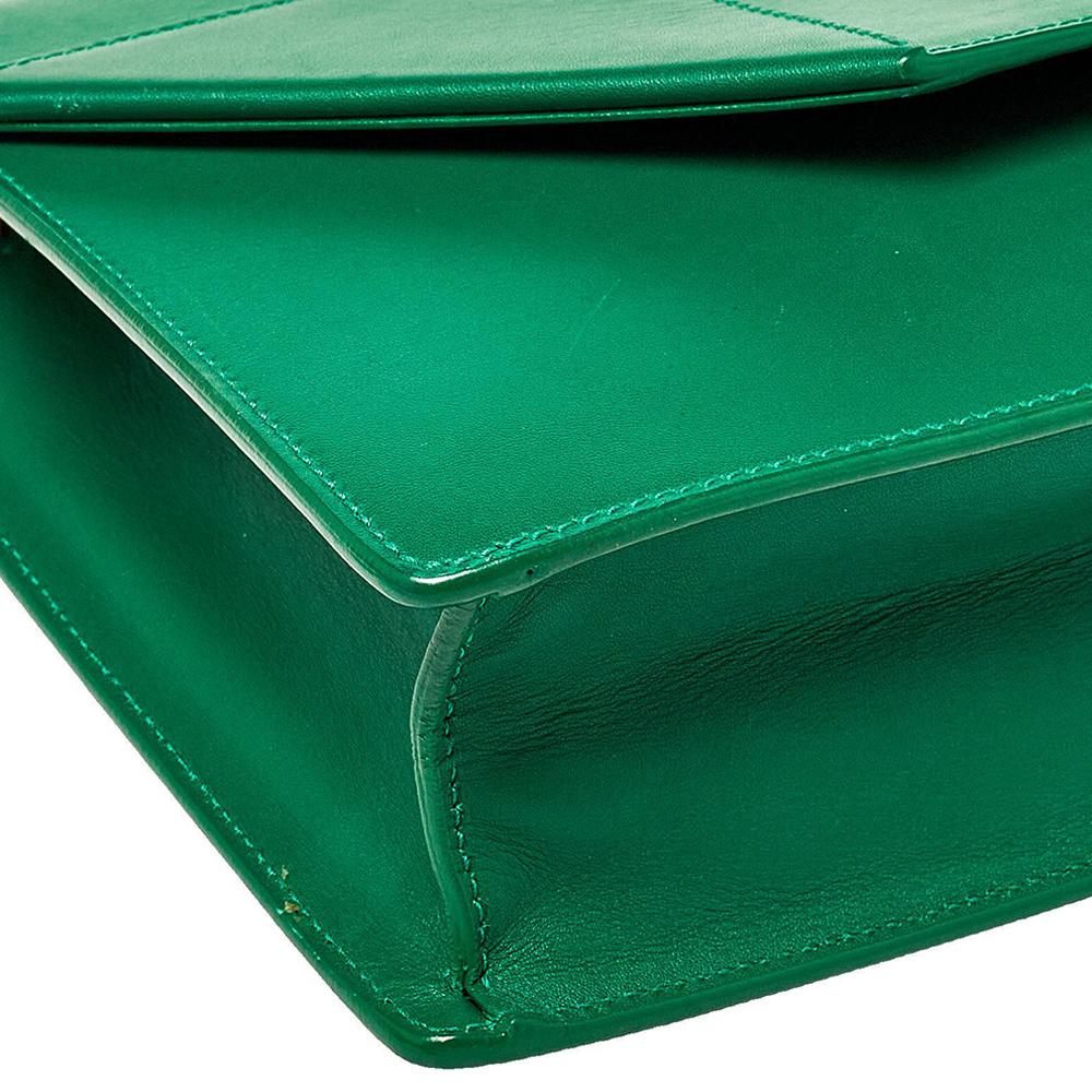 Saint Laurent Green Leather Betty Clutch 2
