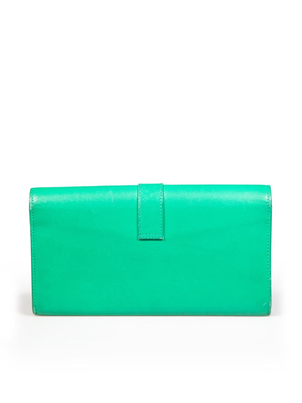Saint Laurent Green Leather Chyc Long Wallet In Excellent Condition For Sale In London, GB