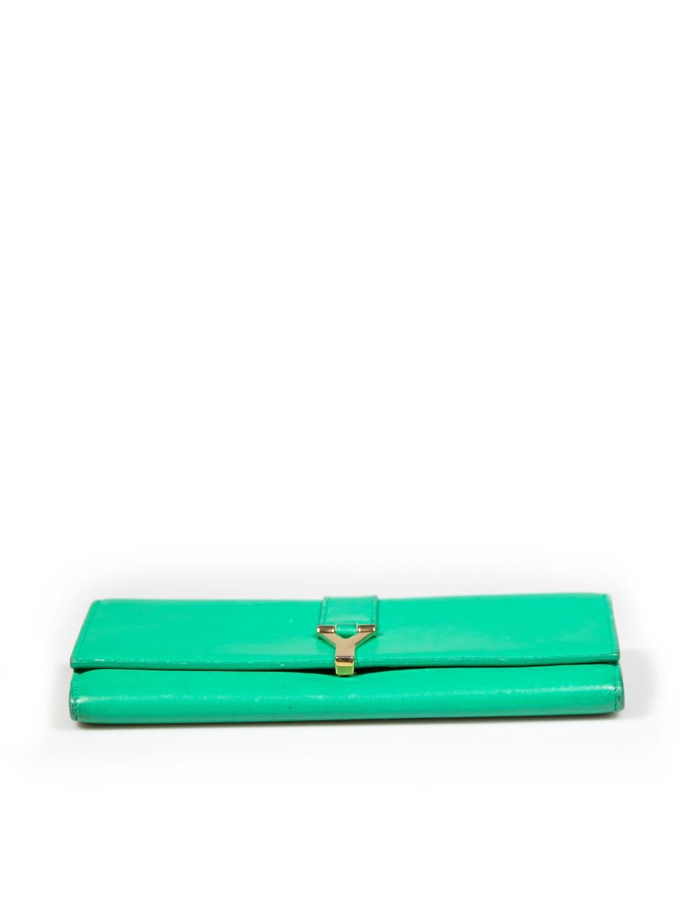 Women's Saint Laurent Green Leather Chyc Long Wallet For Sale