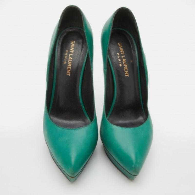Saint Laurent Greene Classic Leather Platform Pumps Size 38 Pour femmes en vente