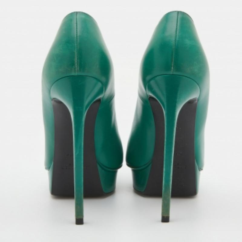 Saint Laurent Greene Classic Leather Platform Pumps Size 38 en vente 1