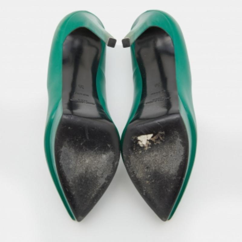 Saint Laurent Greene Classic Leather Platform Pumps Size 38 en vente 2