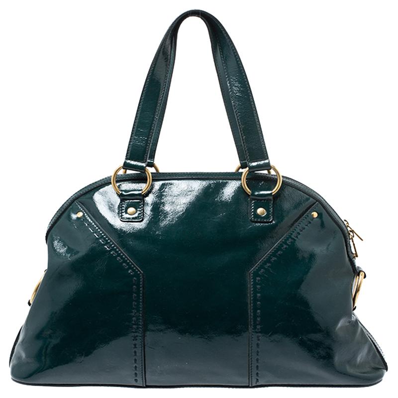 Saint Laurent Green Leather Large Muse Bag For Sale at 1stDibs