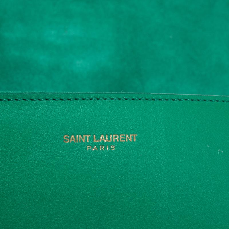 Saint Laurent Green Leather Ligne Y Clutch 3