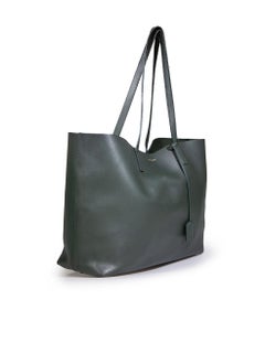 Saint Laurent Green Leather Logo Detailed Tote Bag