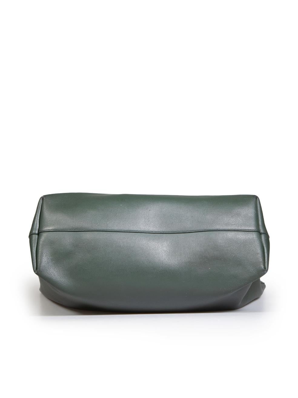 Saint Laurent Green Leather Logo Detailed Tote Bag In Good Condition In London, GB