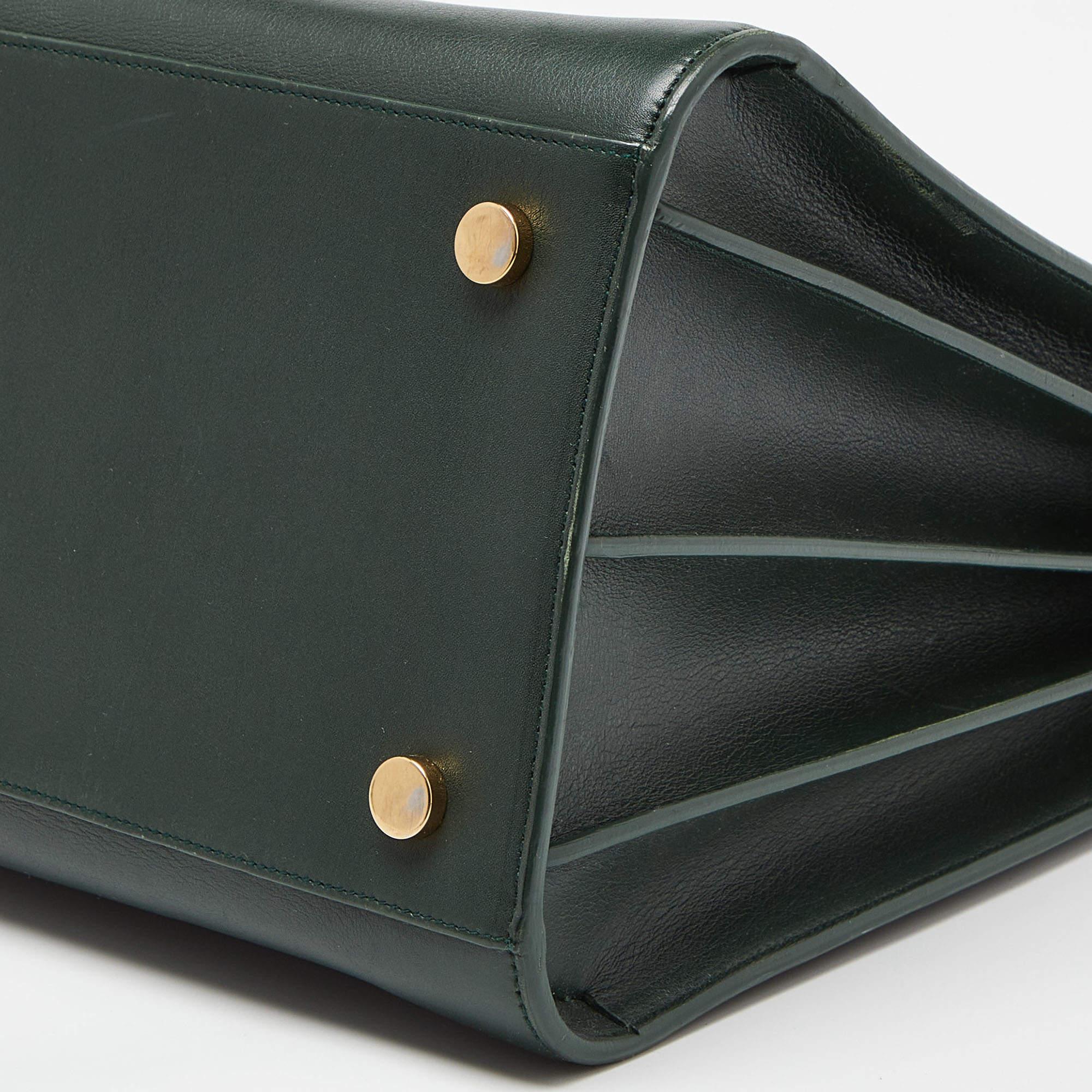 Saint Laurent Green Leather Medium Classic Sac De Jour Tote For Sale 6