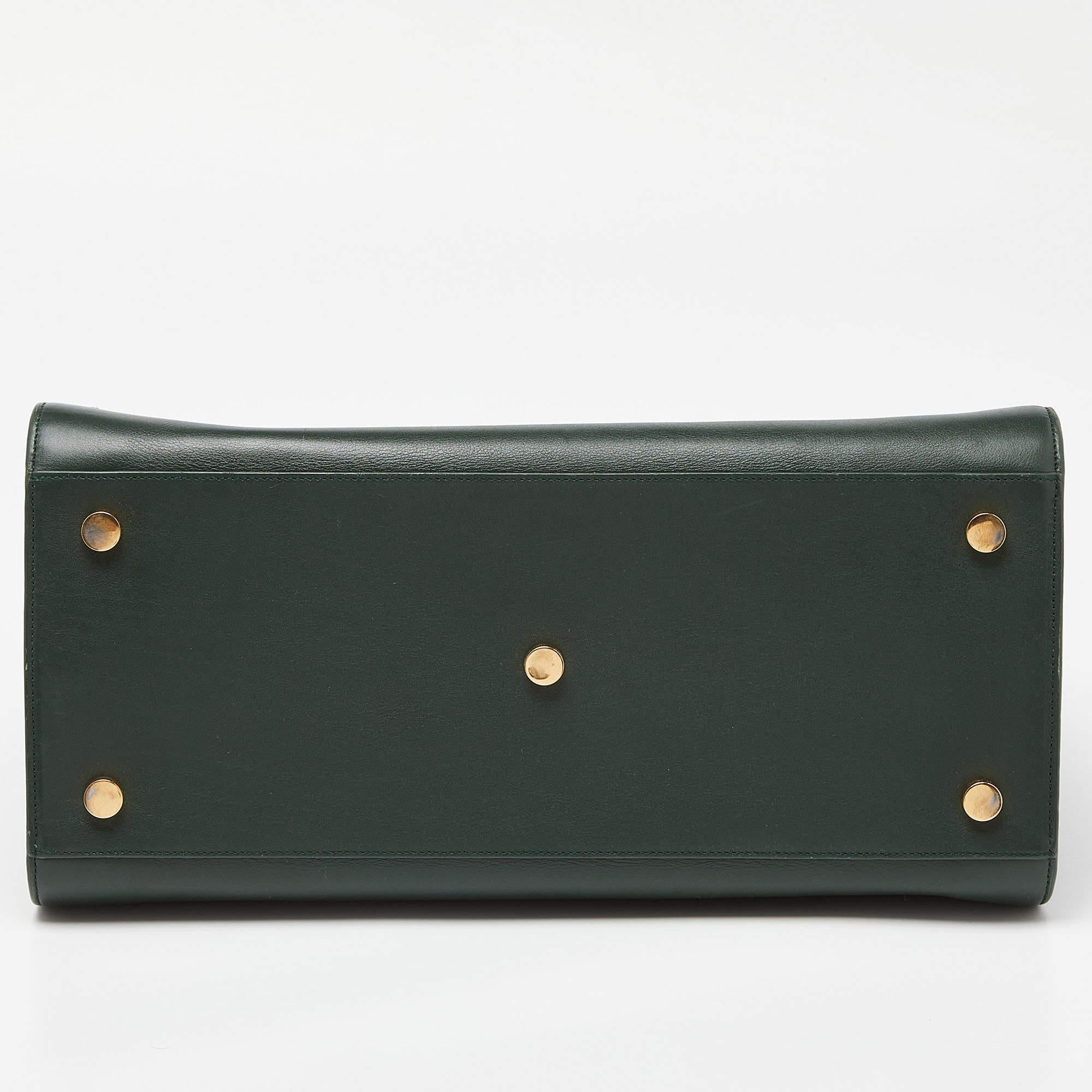 Women's Saint Laurent Green Leather Medium Classic Sac De Jour Tote