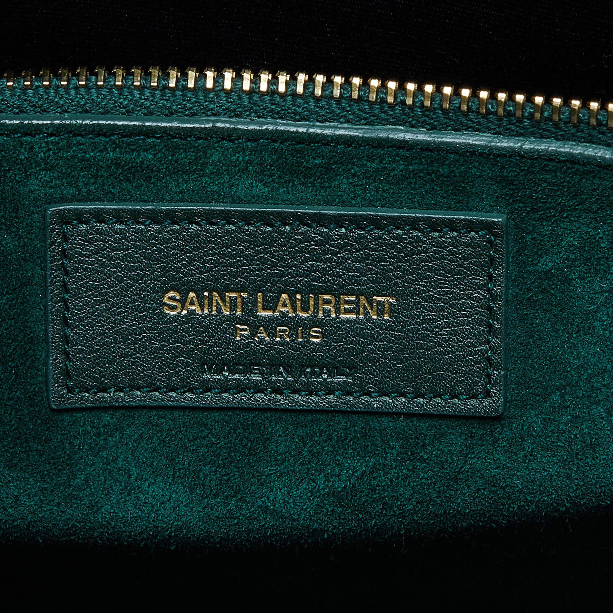 Saint Laurent Green Leather Medium Classic Sac De Jour Tote For Sale 4