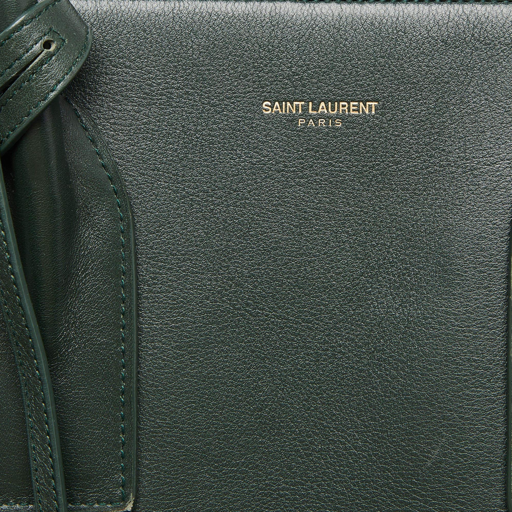 Saint Laurent Green Leather Medium Classic Sac De Jour Tote For Sale 5