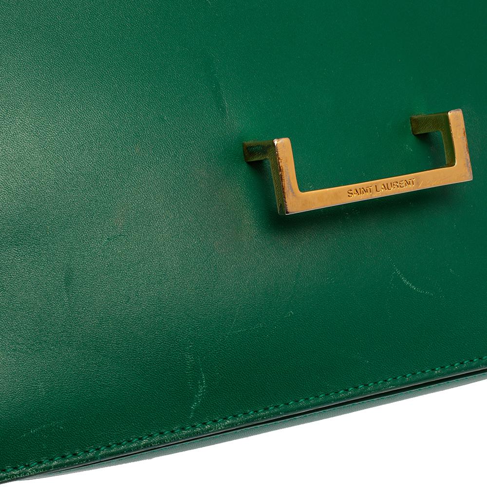 Saint Laurent Green Leather Medium Lulu Shoulder Bag 4