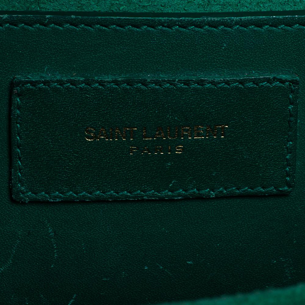 Saint Laurent Green Leather Medium Lulu Shoulder Bag In Good Condition In Dubai, Al Qouz 2