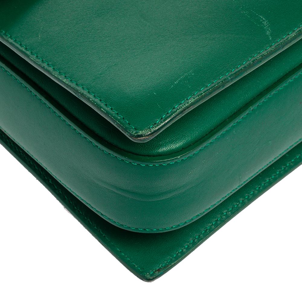 Women's Saint Laurent Green Leather Medium Lulu Shoulder Bag