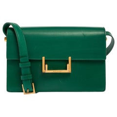 Saint Laurent Green Leather Medium Lulu Shoulder Bag