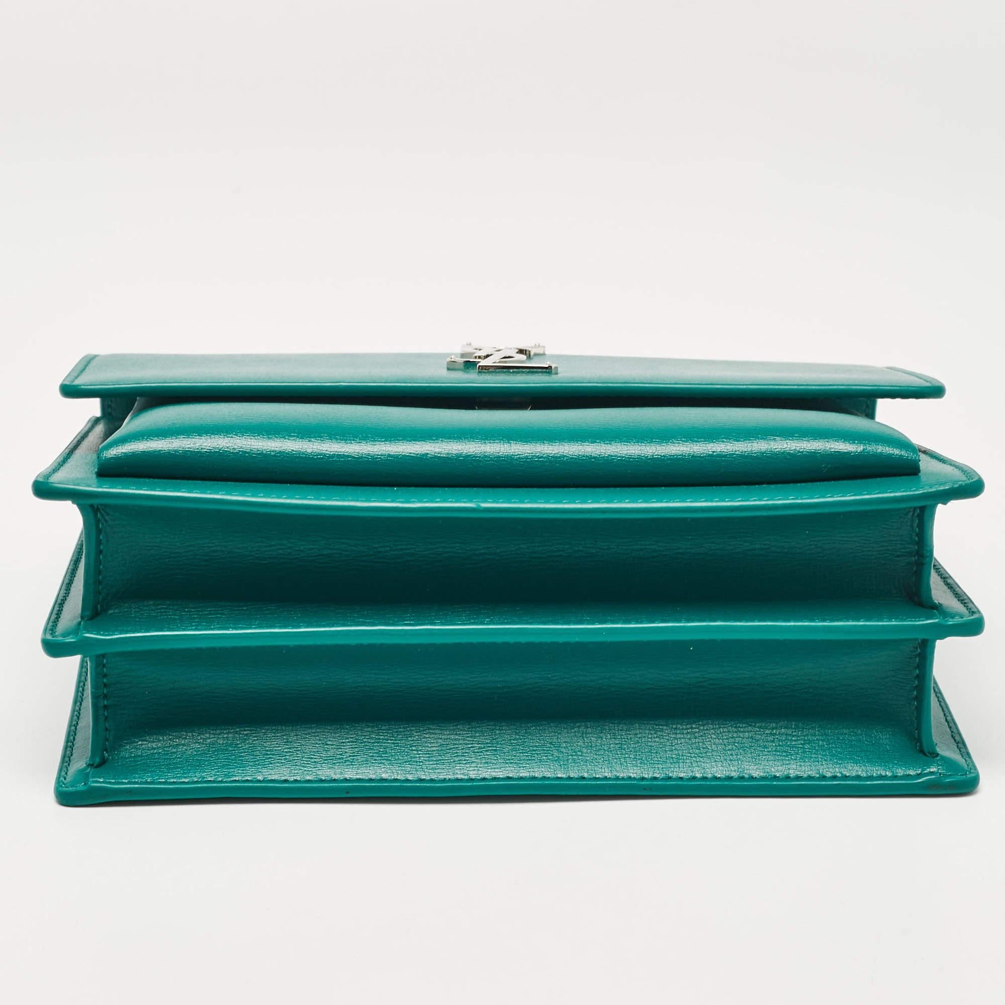 Saint Laurent Green Leather Medium Sunset Shoulder Bag 3