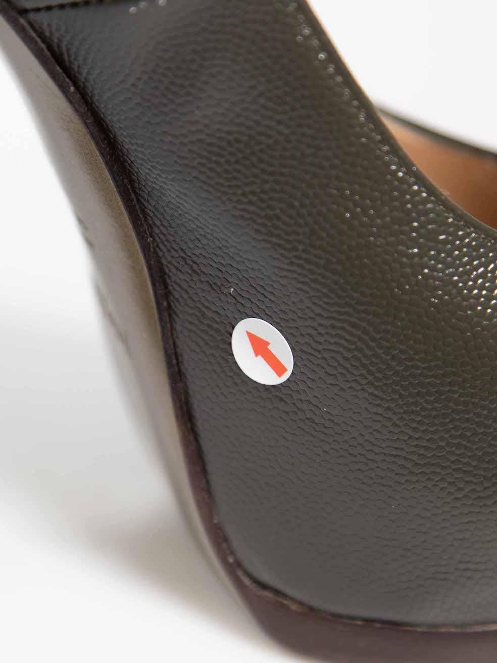 Saint Laurent Green Leather Platform Heels Size IT 36 For Sale 2