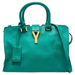 Saint Laurent Green Leather Small Cabas Chyc Satchel