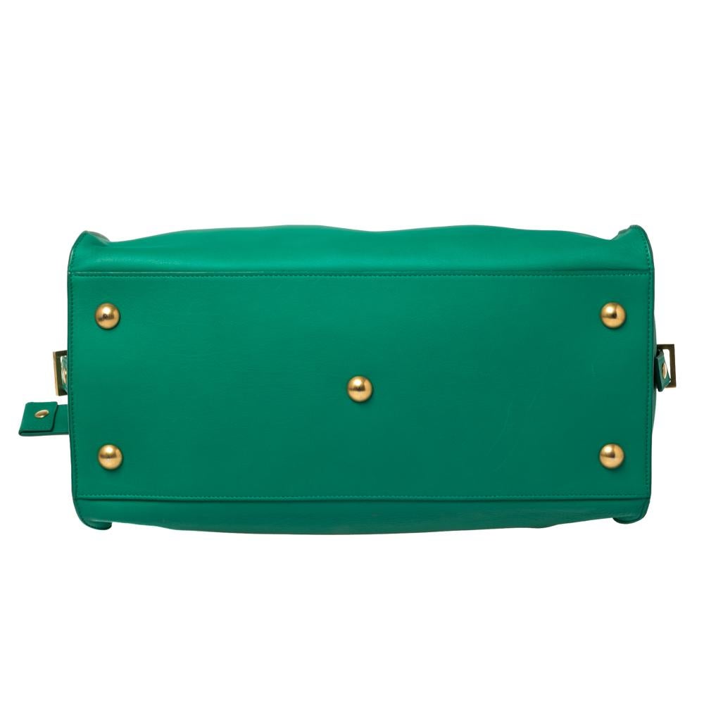 Saint Laurent Green Leather Small Cabas Ligne Y Tote 1