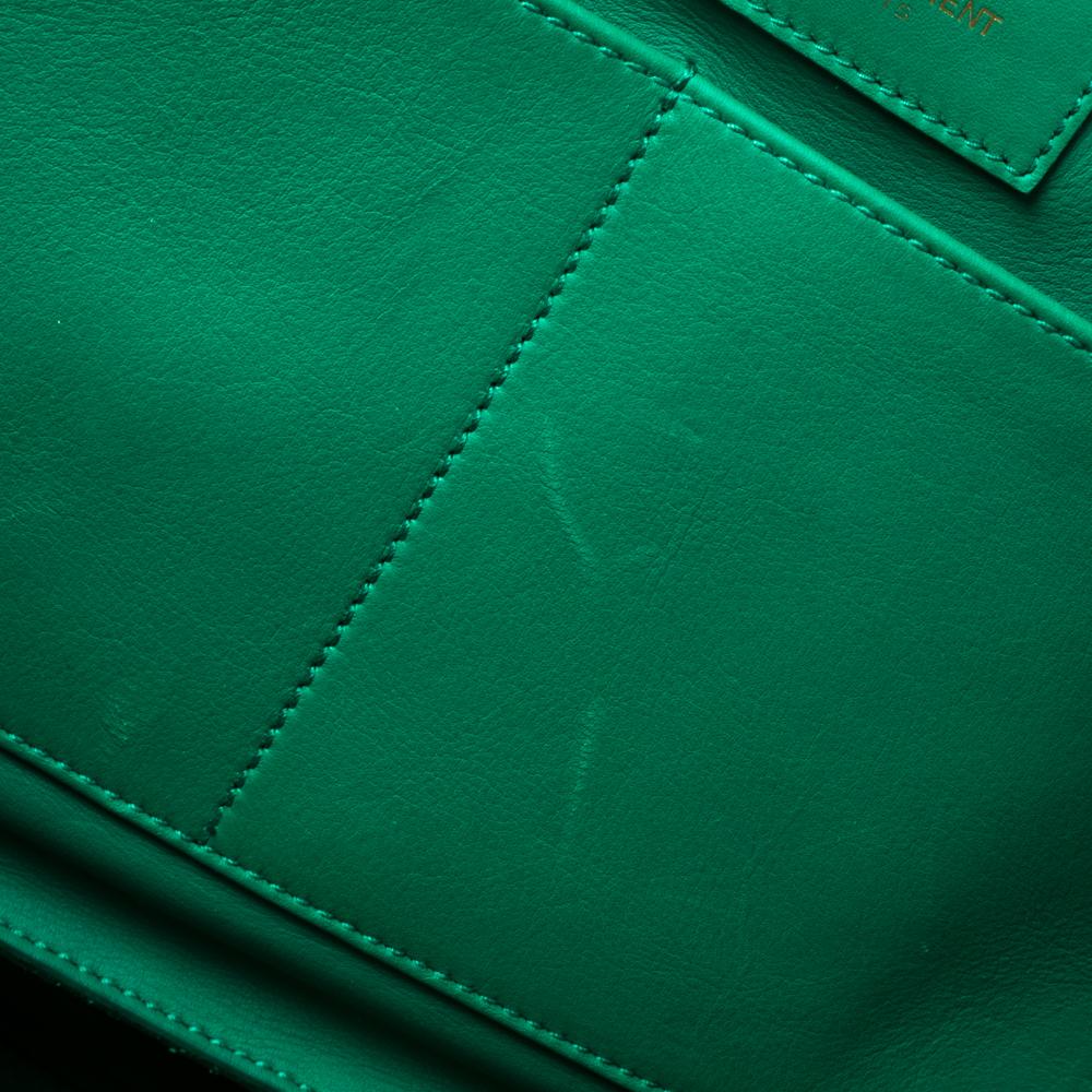 Saint Laurent Green Leather Small Cabas Ligne Y Tote 2