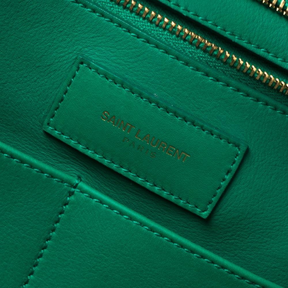 Saint Laurent Green Leather Small Cabas Ligne Y Tote 3