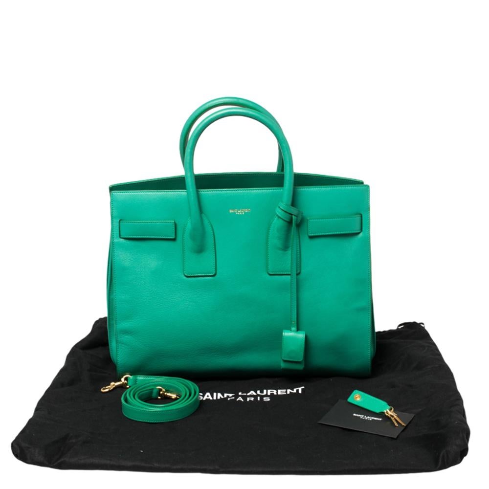 Saint Laurent Green Leather Small Classic Sac De Jour Tote 8