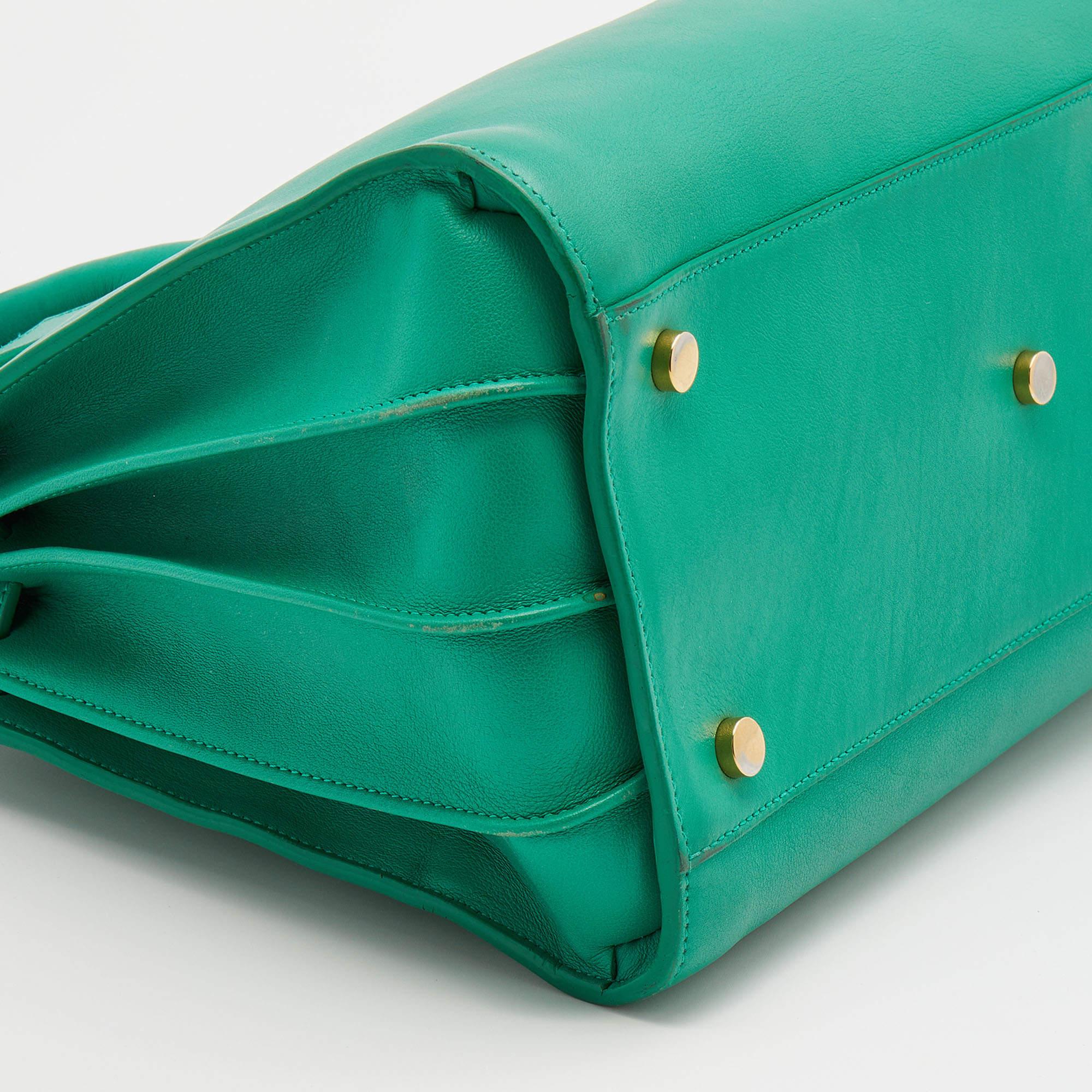 Saint Laurent Green Leather Small Classic Sac De Jour Tote 8