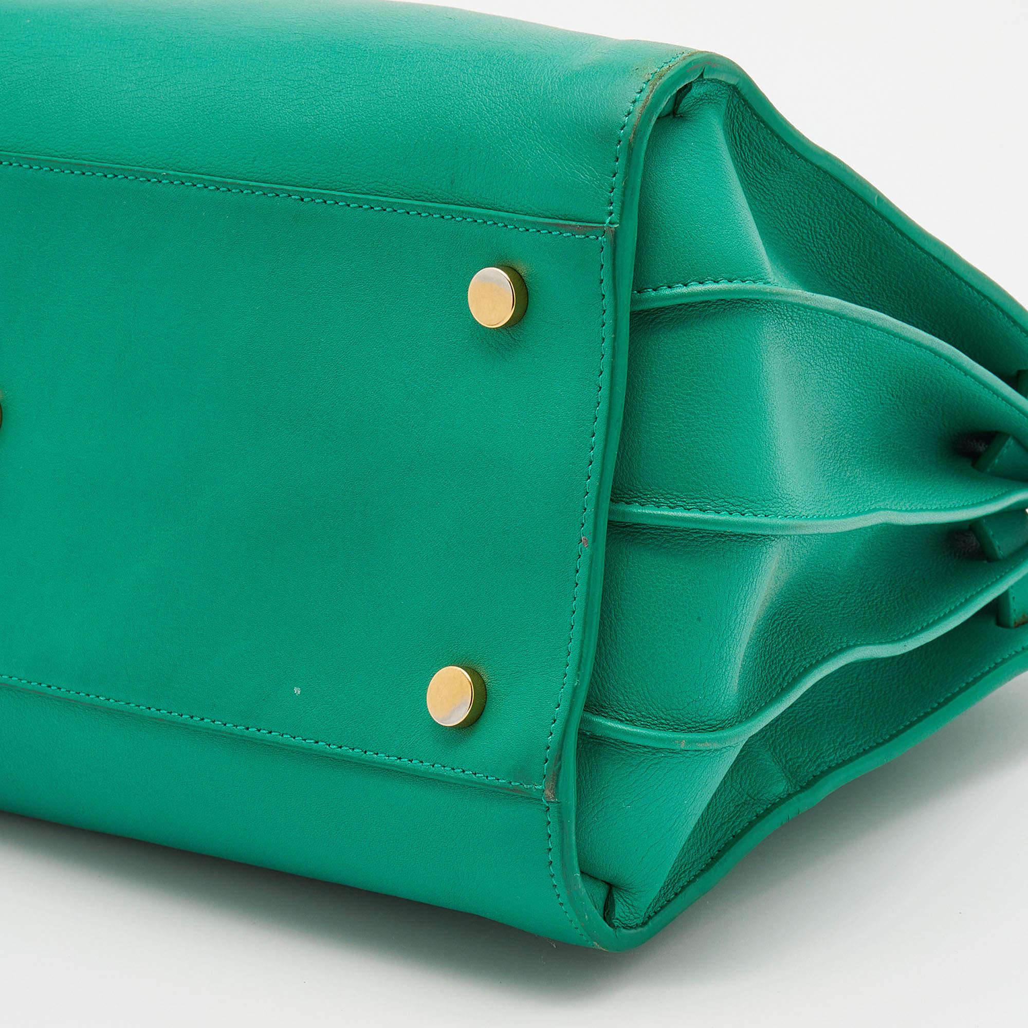 Saint Laurent Green Leather Small Classic Sac De Jour Tote 9
