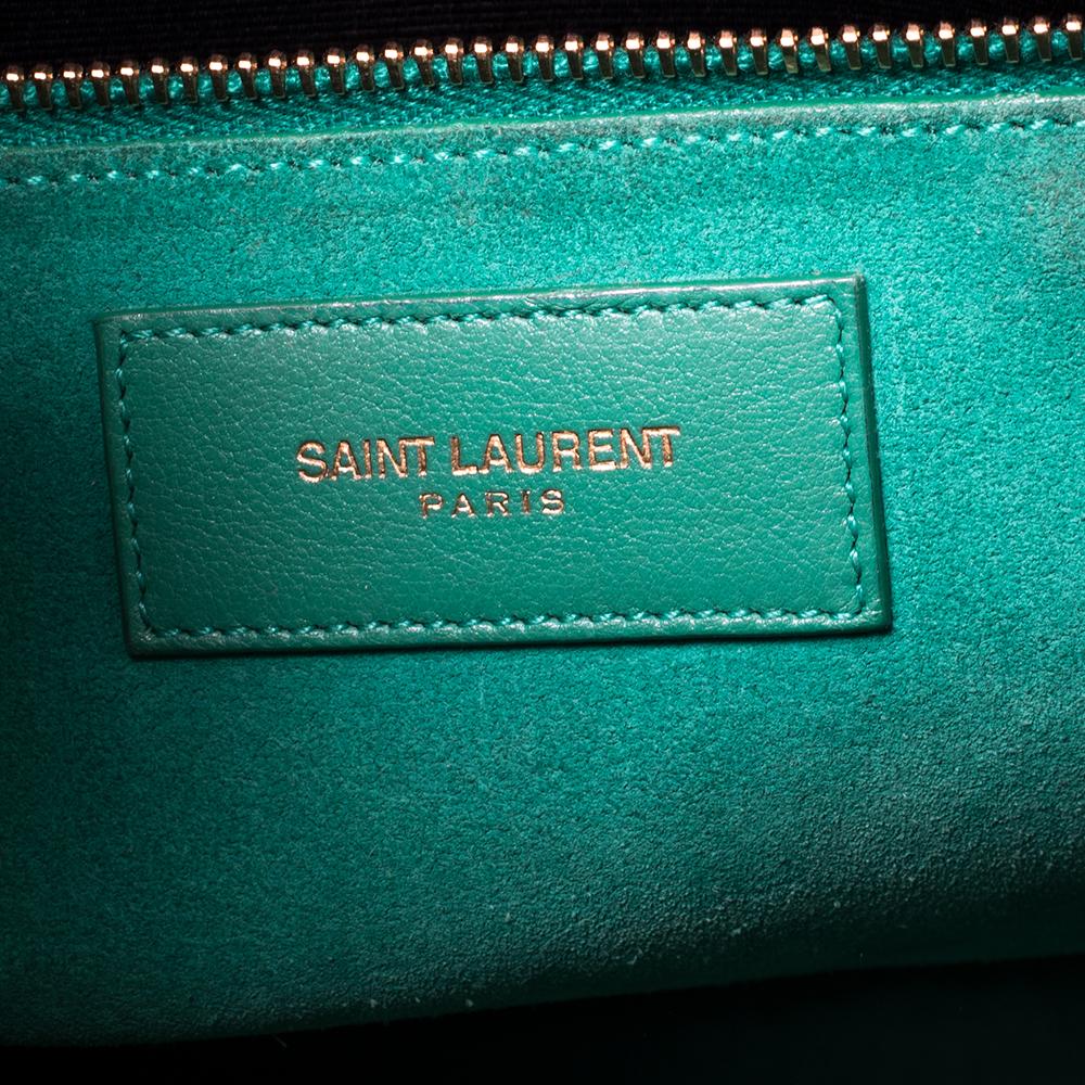 Saint Laurent Green Leather Small Classic Sac De Jour Tote 1
