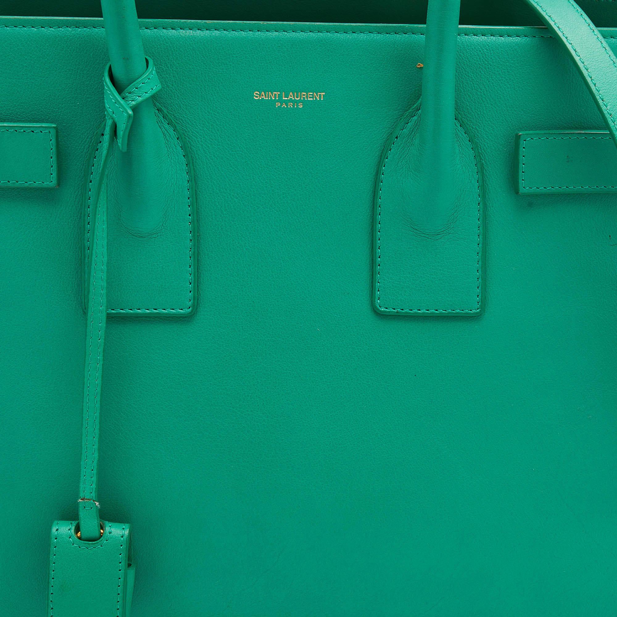Saint Laurent Green Leather Small Classic Sac De Jour Tote 2