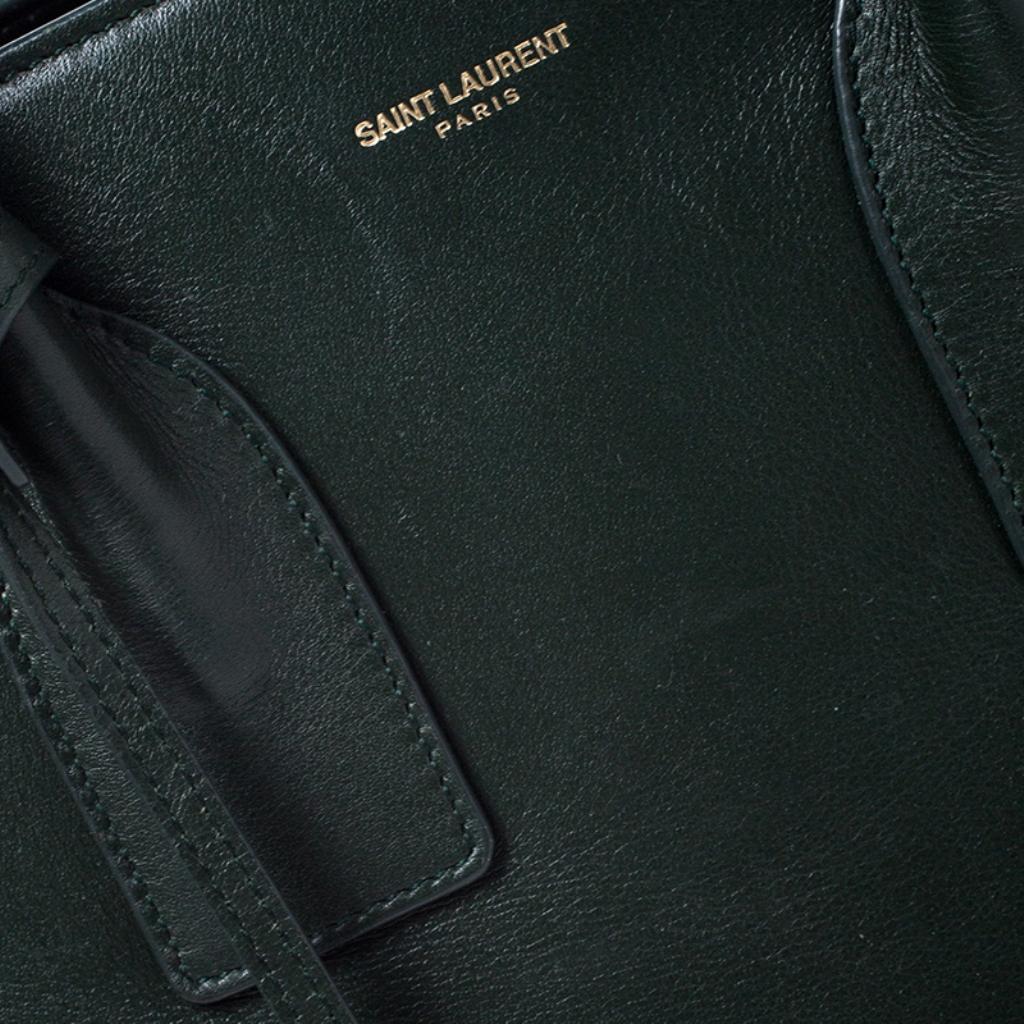 Saint Laurent Green Leather Small Classic Sac De Jour Tote 4