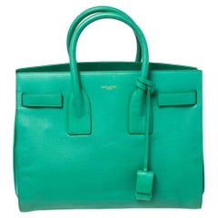 Saint Laurent Green Leather Small Classic Sac De Jour Tote