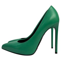 Saint Laurent Green Leather Stiletto Pumps Sz.37, 5