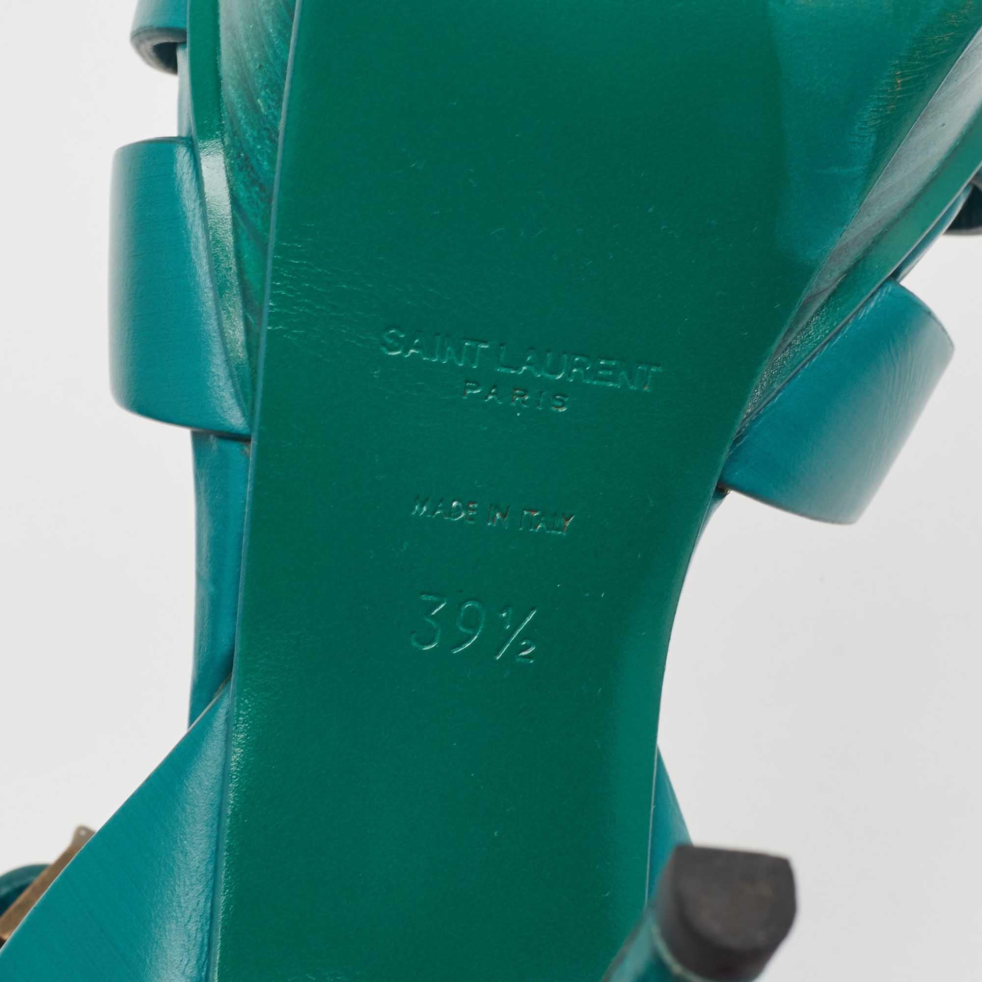 Saint Laurent Sandalias Tribute de piel verde talla 39.5 2