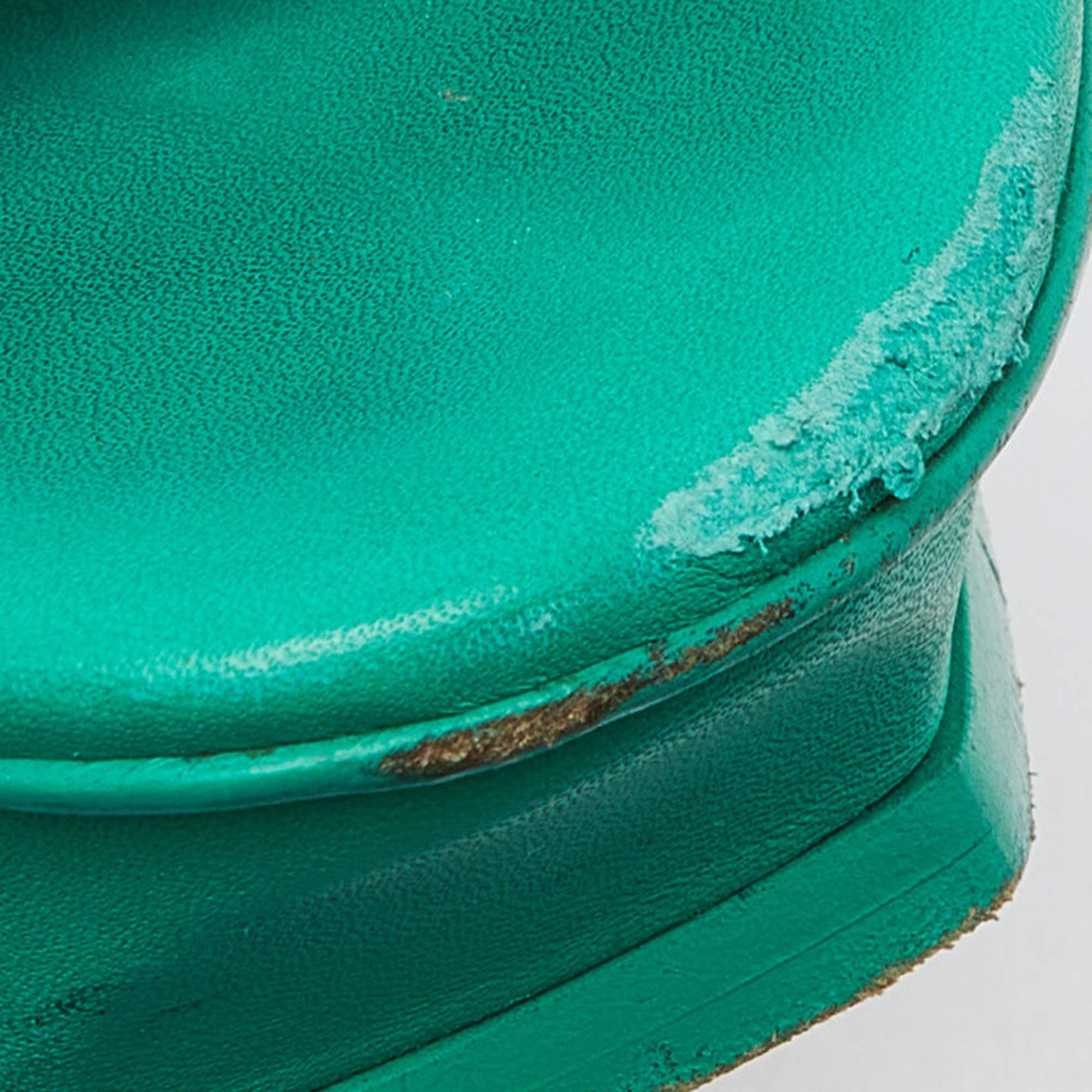 Saint Laurent Green Leather Tribute Sandals Size 40 For Sale 4