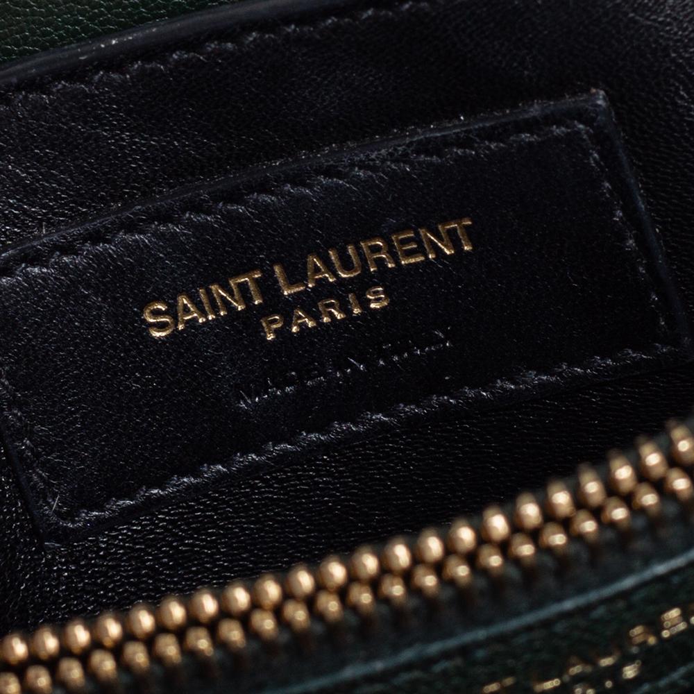 Saint Laurent Green Matelassé Leather Medium College Top Handle Bag 3