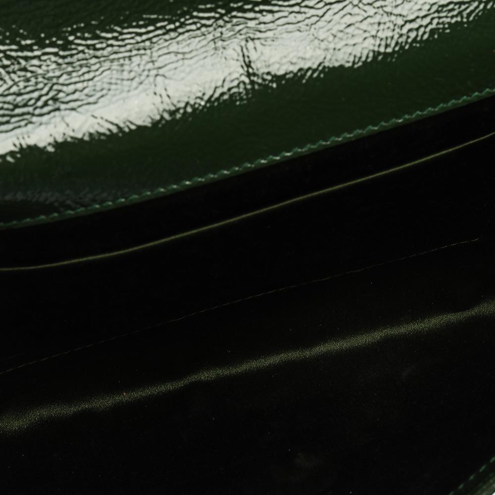 Saint Laurent Green Patent Leather Belle De Jour Flap Clutch 6