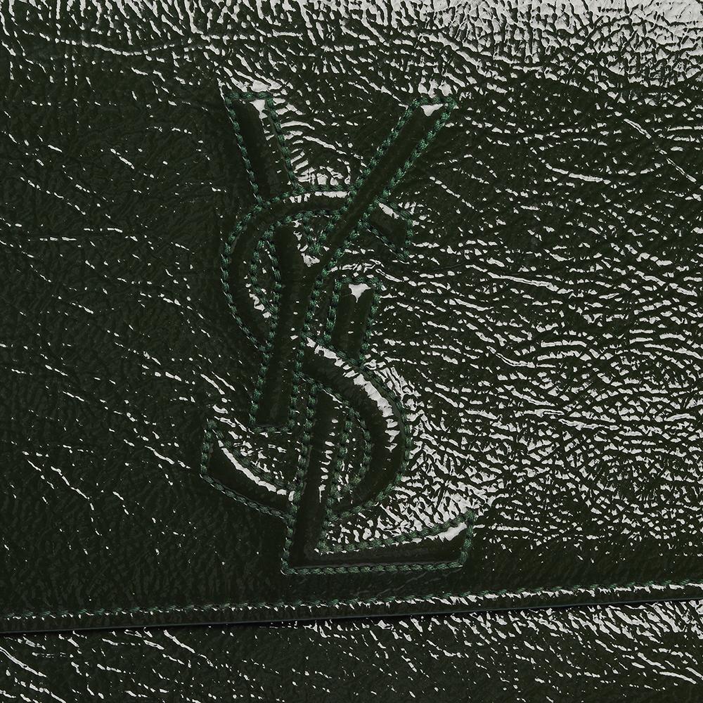 Saint Laurent Green Patent Leather Belle De Jour Flap Clutch 8