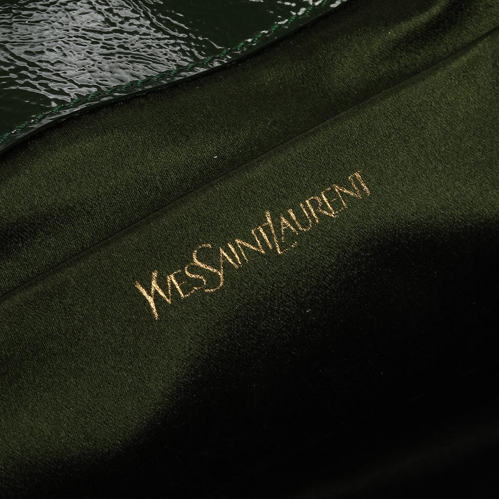 Saint Laurent Green Patent Leather Belle De Jour Flap Clutch 1