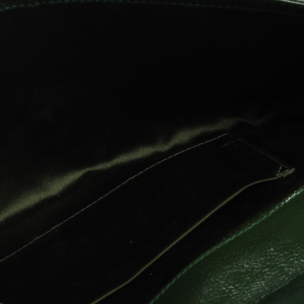 Saint Laurent Green Patent Leather Belle De Jour Flap Clutch 2
