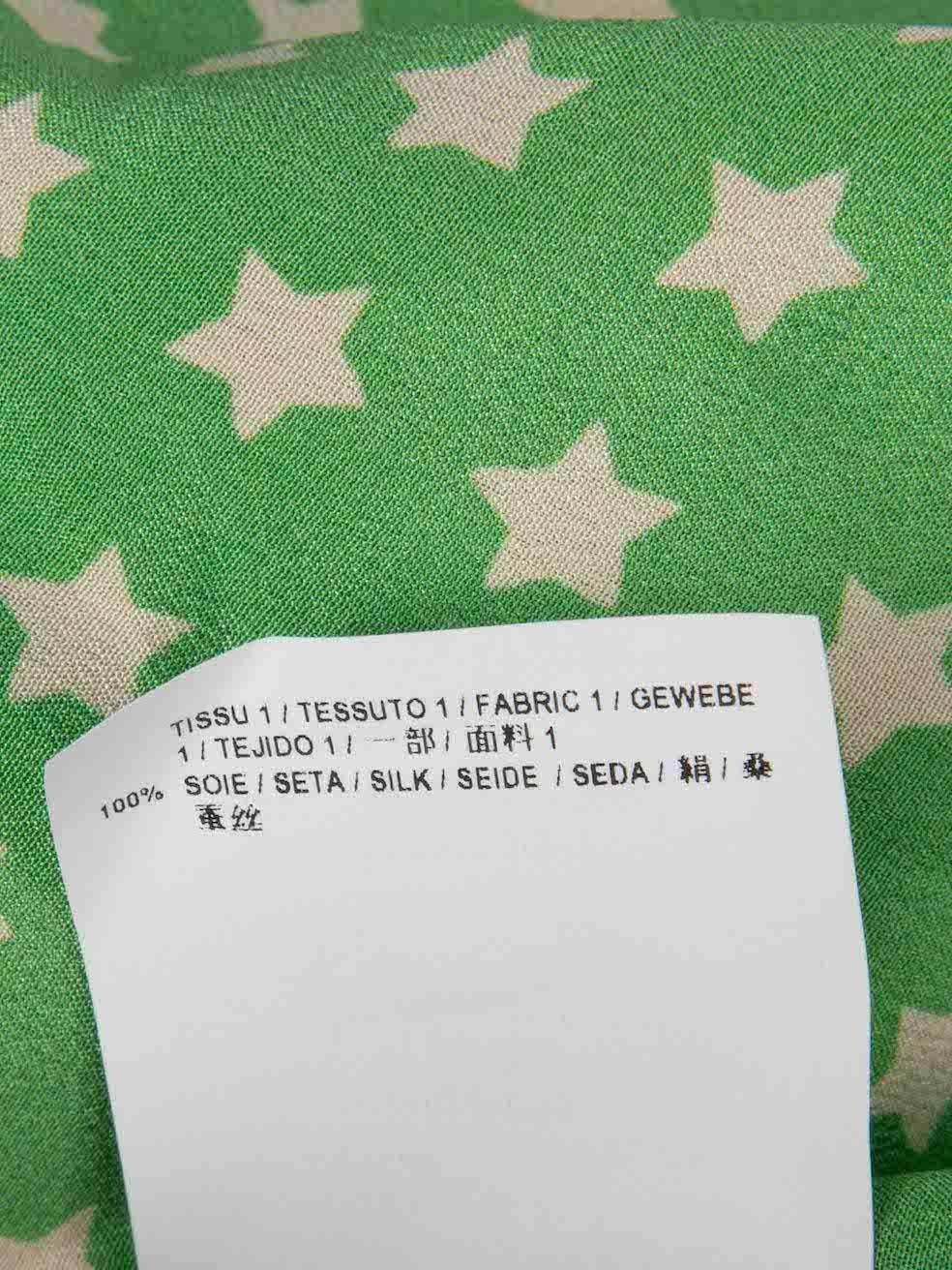 Women's Saint Laurent Green Star Pattern Tie-Neck Blouse Size XL For Sale