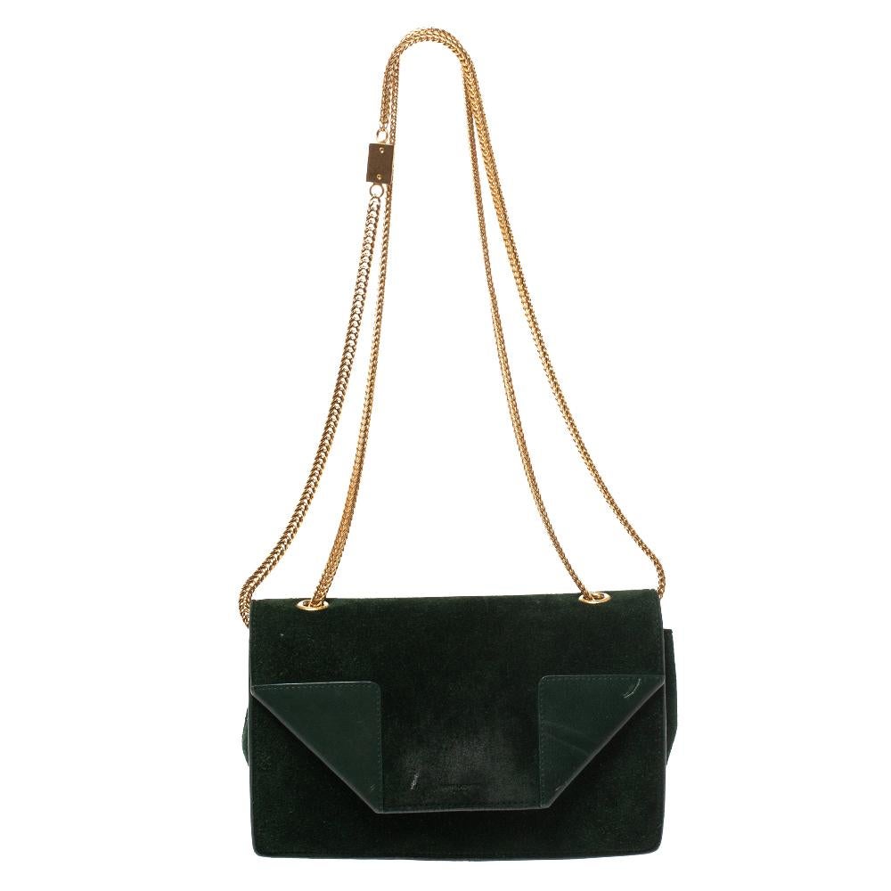 Saint Laurent Green Suede and Leather Betty Shoulder Bag 4
