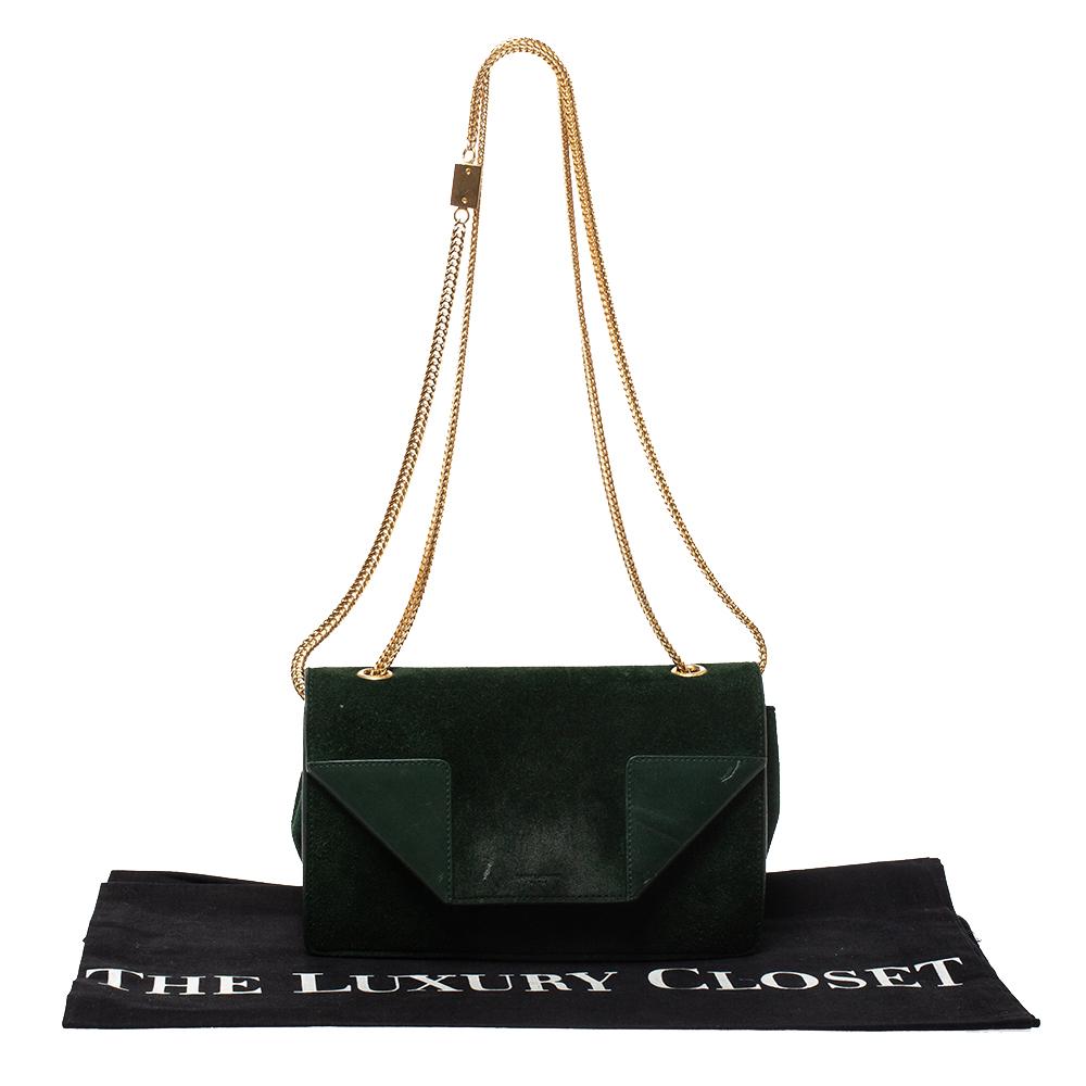Saint Laurent Green Suede and Leather Betty Shoulder Bag 6