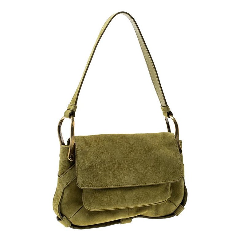 Saint Laurent Green Suede Shoulder Bag For Sale at 1stDibs
