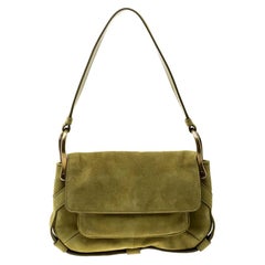 Saint Laurent Green Suede Shoulder Bag