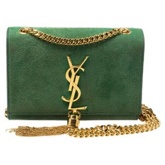 Saint Laurent Grün Wildleder Kleine Kate Quaste Crossbody Tasche