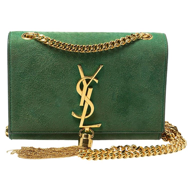 Saint Laurent Green Suede Small Kate Tassel Crossbody Bag at 1stDibs